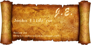 Jesko Eliána névjegykártya